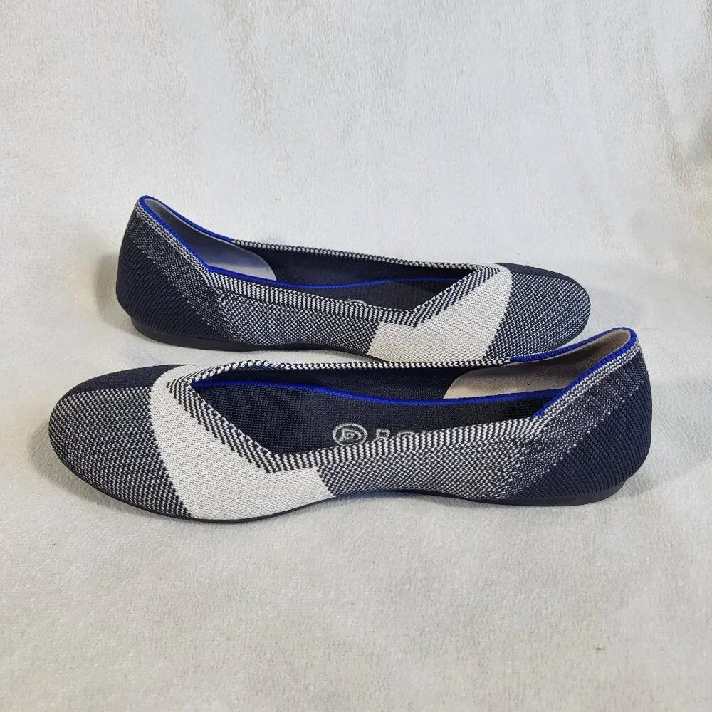 Rothy's Black and Cream size 7.5 Cap Toe Flats
